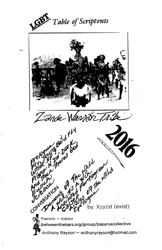 \9“/‘ Table of Scriptents  0}/ i %  W wf;’ ‘”.;’“’ b P*f/m * (g  Lﬁm ’g(lf?i by: Xzyzst (exist)  nnnnnnn — Eartor  A . & betweenthebars.org/aroup/papyruscollective ¥ Anthony Rayson’~ anthonyrayson@hotmail.com 